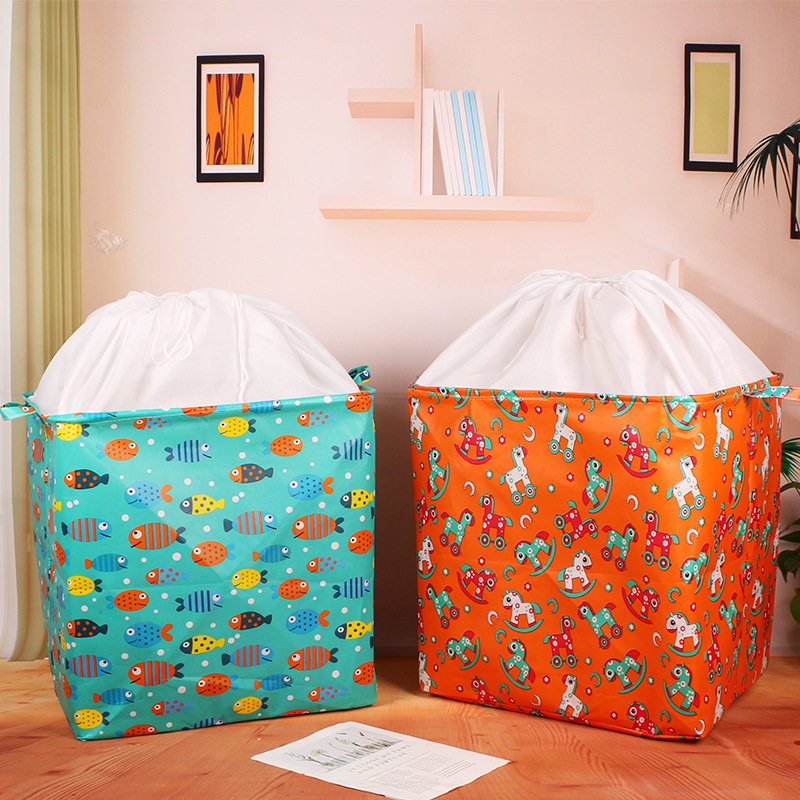 Home Miscellaneous Storage Basket Storage Box Storage Bag Storage Basket Large Capacity Drawstring Clothing Storage Bin Storage Artifact