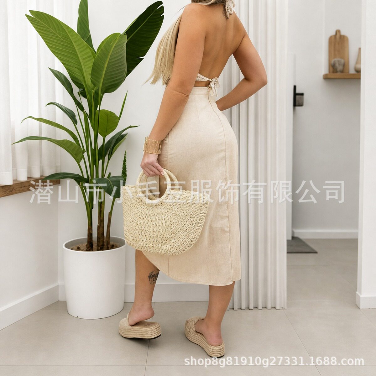 High Waisted Irregular Wrap Midi Skirt Solid Color Tie Detail Split Design Casual Vacation Wear Wholesale Available