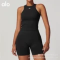 High-end black (vest + shorts two-piece set)