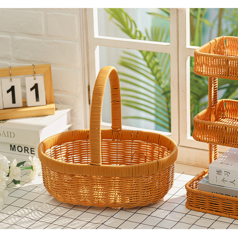 Storage Basket Hand-held Fruit Basket, picnic basket, photo-taking, dancing, hand-held egg basket, rattan-like knitting gift basket