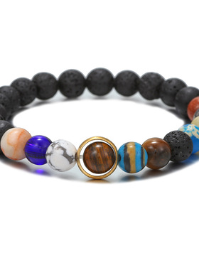 情侣手链星空银河系手链火山石青金石八大星系手串跨境亚马逊饰品