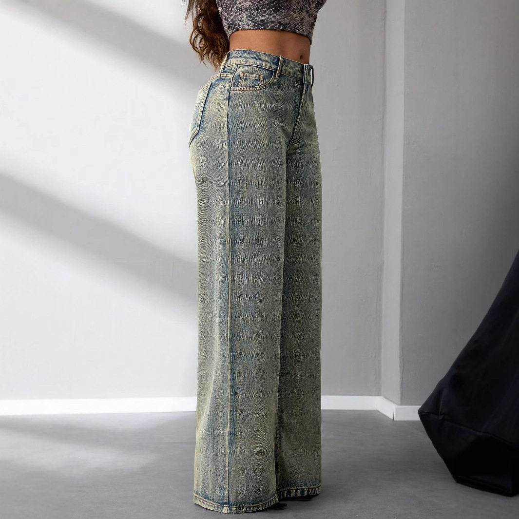 Vintage Wide Leg Jeans Loose Fit Distressed Style Casual Wear Wholesale Available low MOQ bulk order
