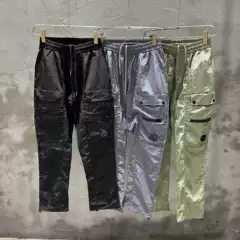 Trendy American style black casual pants for men in autumn, loose fitting and ankle tied casual work pants with elastic waistband, spring and autumn long pants