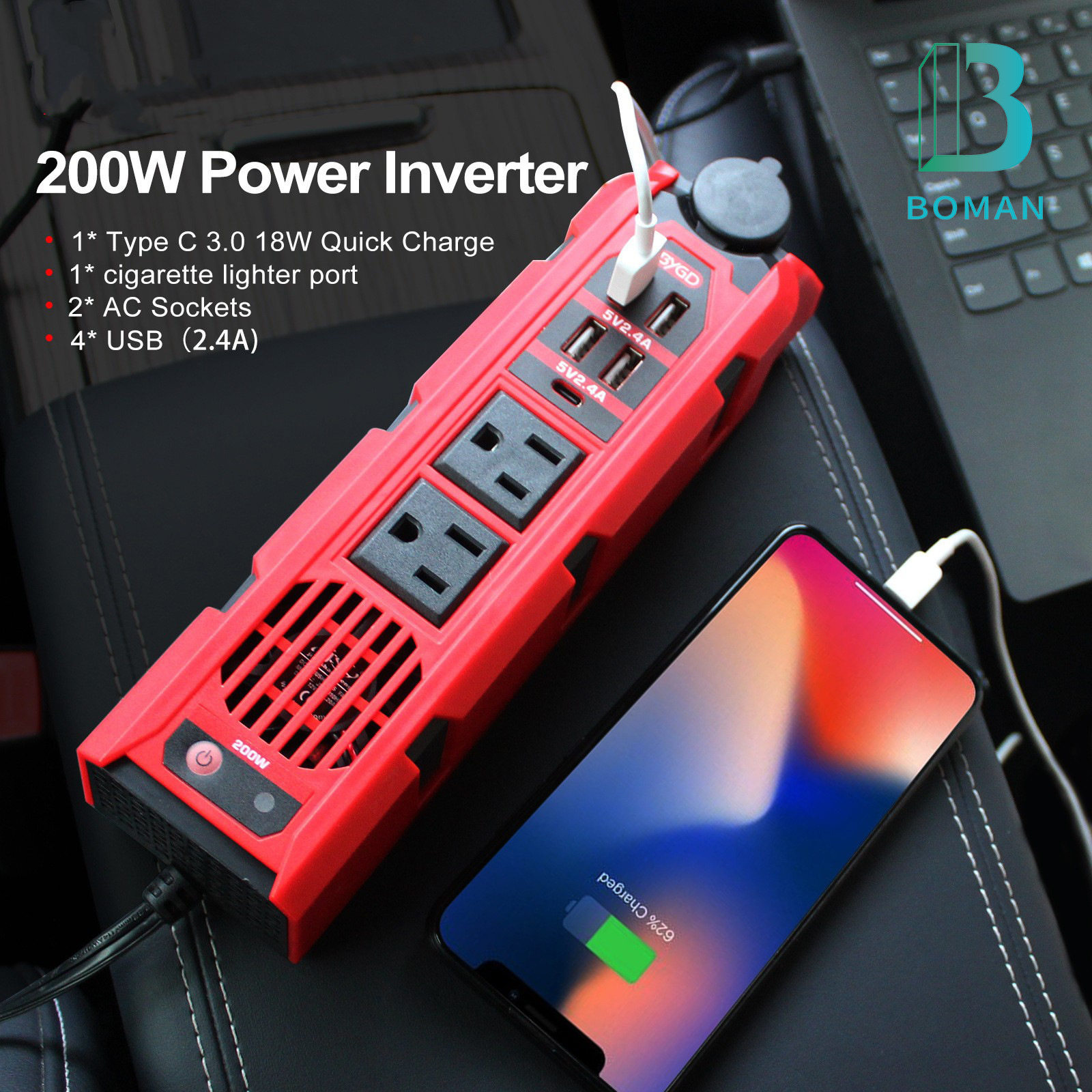 American standard corrected wave car inverter 12V to 110V auto parts convenient inverter Inverter200W