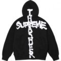 G550 # Collaboration cross-zipper hoodie in black
