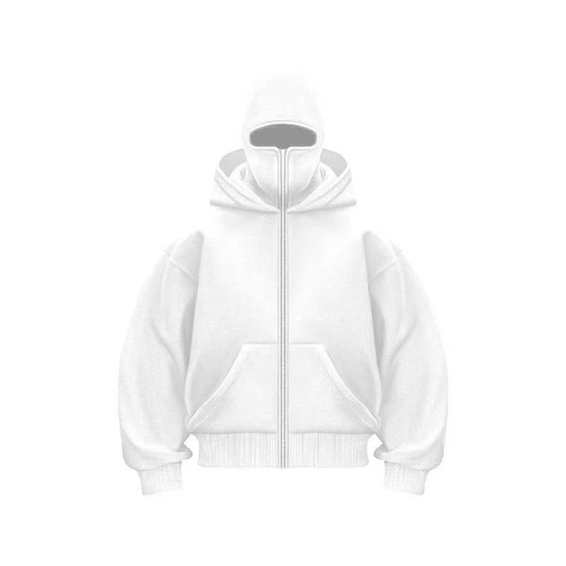 【现货•当天发】外贸秋冬抓绒连帽拉链卫衣外套蒙面男女情侣上衣