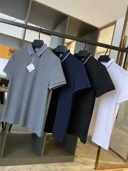 Mulberry can silk blend! Comfortable and breathable! Lapel Spring and Summer Men's Business Casual Short-sleeved Polo Shirt