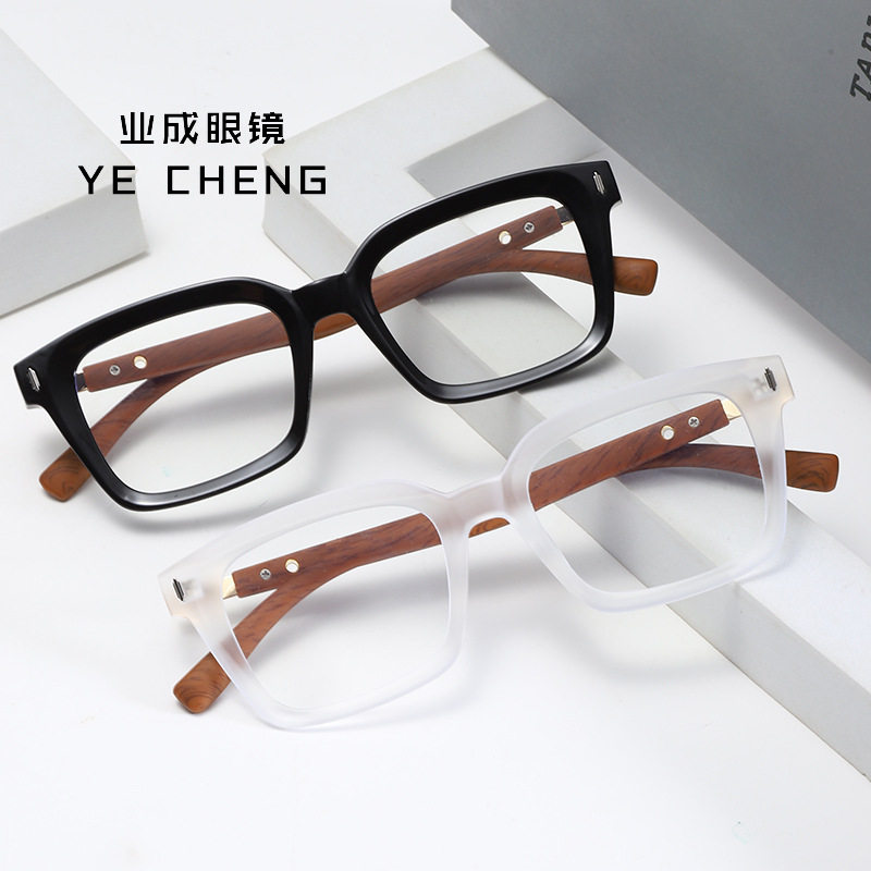 2024 new vintage wood grain foot silk myopia anti-blue light mirror ultra light box plain TR frame 570876