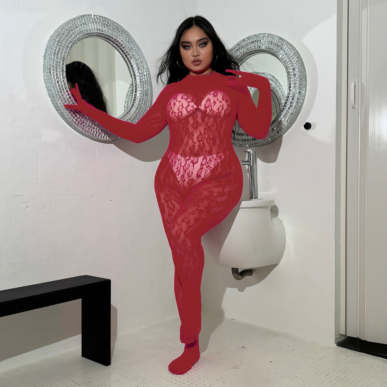 大码欧美性感豹纹透视免脱情趣内衣女诱惑闭裆连体衣Sexy Lingeri