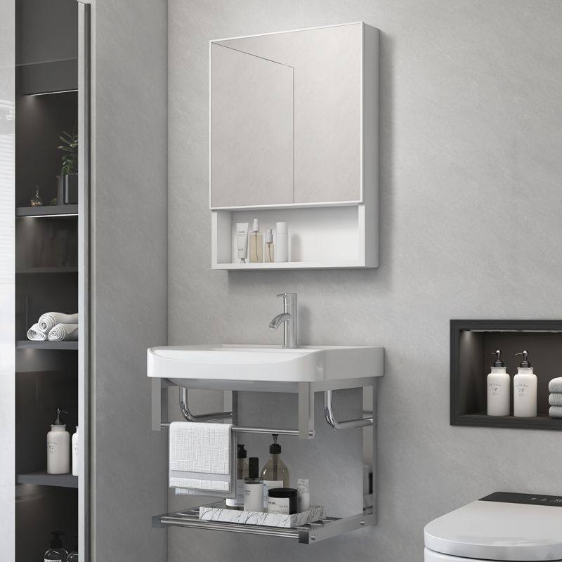 Ceramic Small Apartment Laundry Basin Stainless Steel Bracket Basin Washbasin Bathroom Balcony Washboard Washbasin