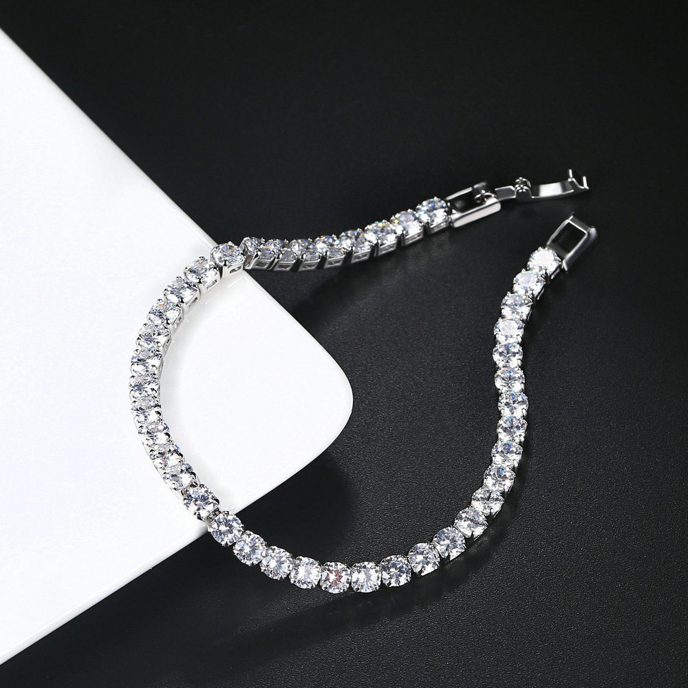 Four-claw diamond bracelet fine diamond niche design simple elegant luxury single row European and American cross-border bracelet
