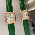 Full rose gold shell-green leather