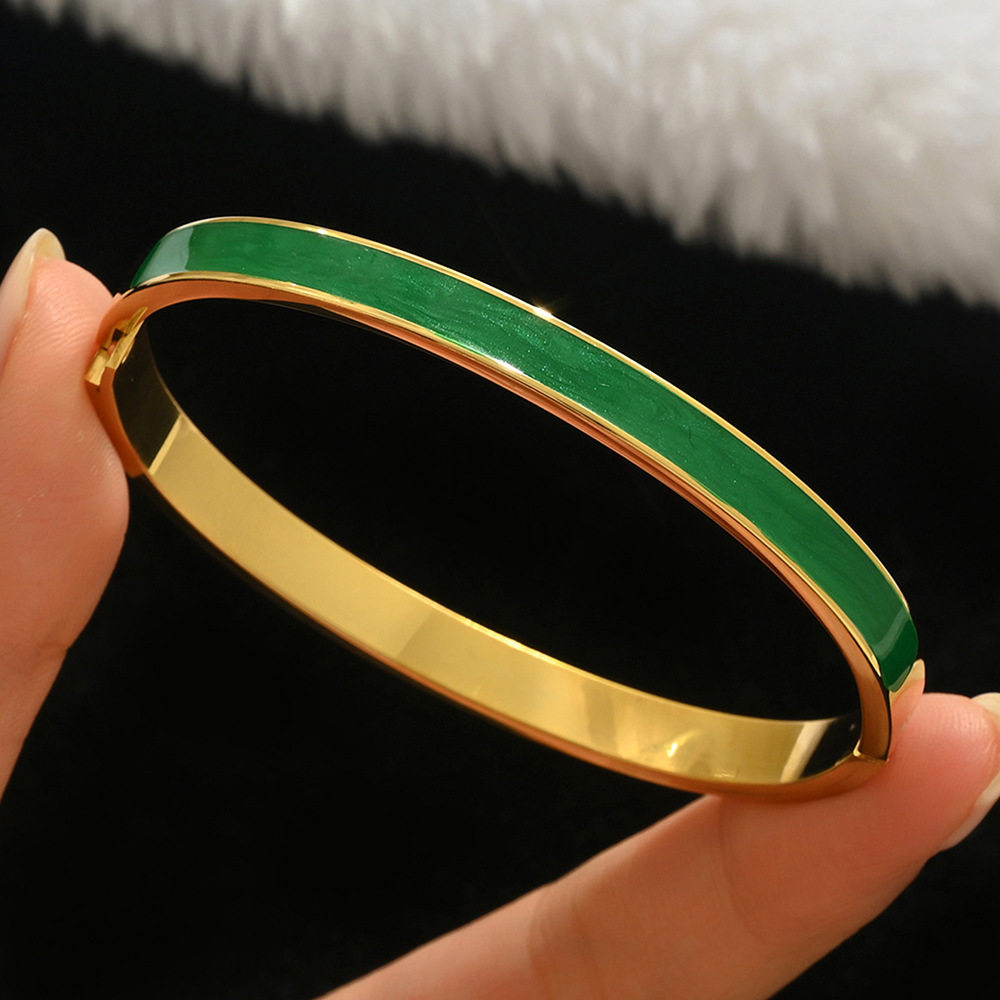 欧美热卖时尚不锈钢金色手镯不易褪色18K不锈钢首饰gold bangles