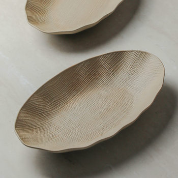 Japanese Stoneware Tableware Ceramic Fish Plate Steamed Fish Plate High Temperature Unglazed Dish Plate Retro Lace Plate Wholesale Export