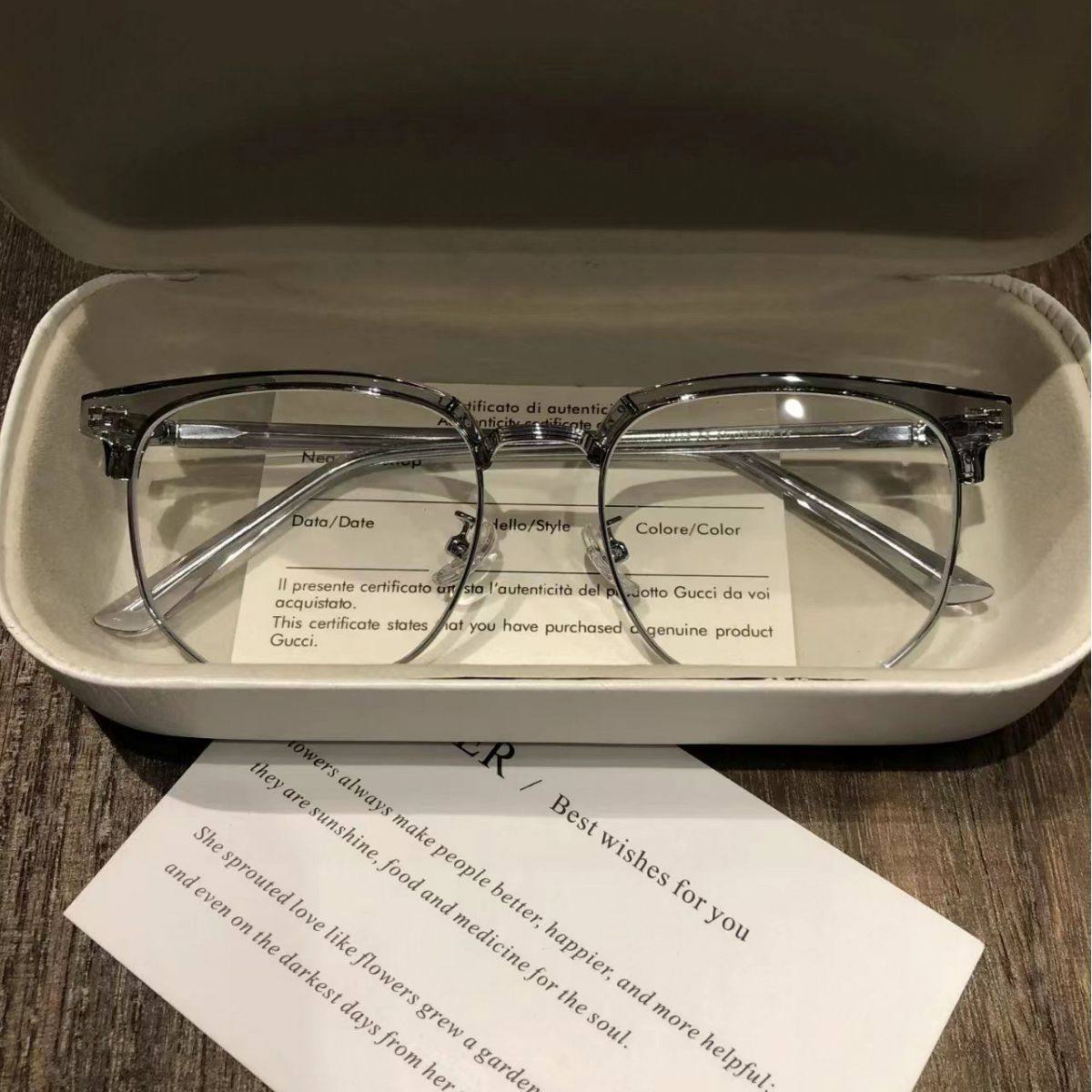 Mirrors Half-frame Short-sighted Eye Frame Men's Transparent Coconut Grey Eyebrow Frame Anti-blue Light Eye Plain Mirror Women's 2204