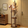 Solid Wood Rotating Coat Rack Floor-Standing Vertical Clothes Rack Bedroom Home Living Room Light Luxury Storage Rack