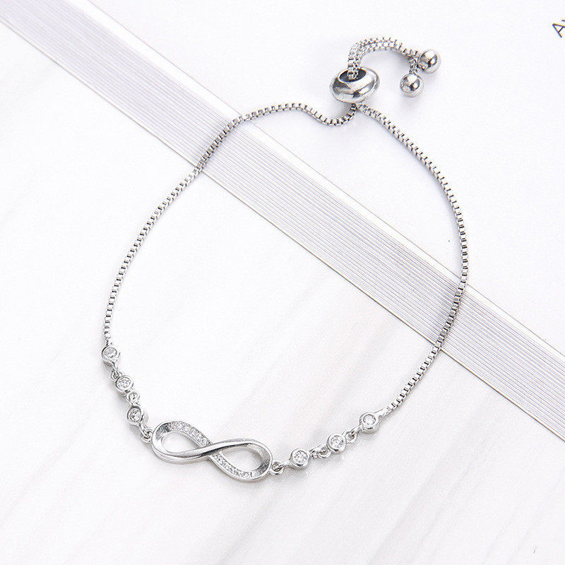 European and American Cross-border Geometric Infinite Loop 8-character Bracelet Women's Simple Fashion Crystal Adjustable Pull Bracelet Bracelet