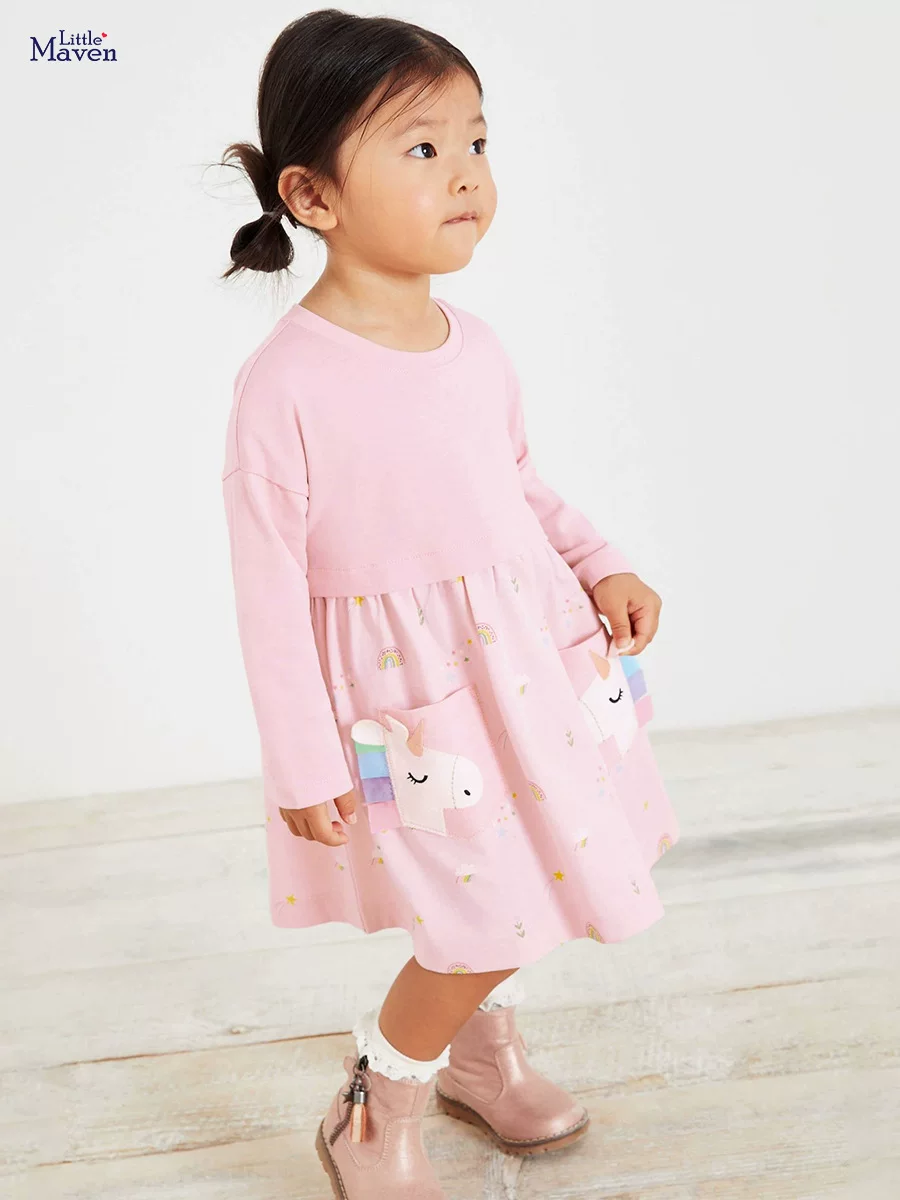 Gaun anak perempuan, gaun lengan panjang musim gugur, gaun princess kartun lucu anak