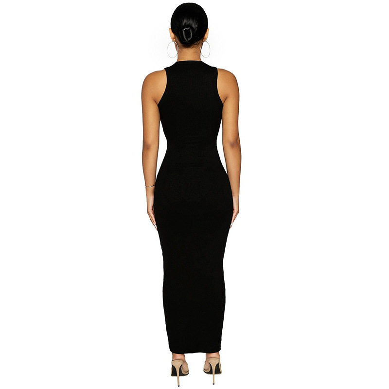 Womens Fashion Sleeveless Bodycon Dress Round Neck Elegant Fit Color Block Design Perfect for Parties and Events
