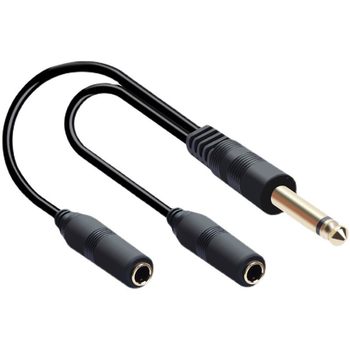 6.35 Male to 2 6.35 Female One-To-Two Audio Mono Adapter Extension Cable Microphone Splitter Guitar