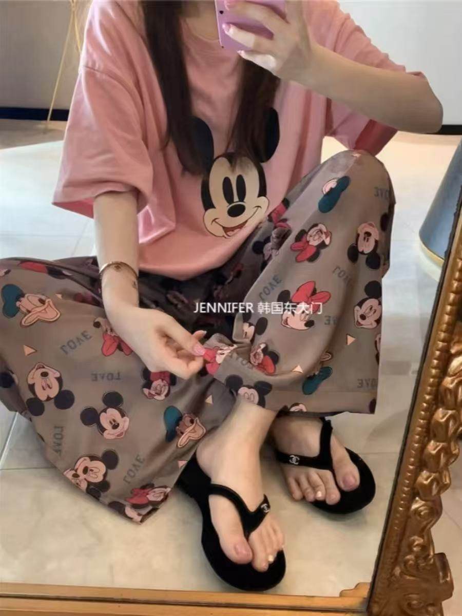 睡衣女短袖长裤夏季卡通可爱2025新款卡通春夏天家居服套装可外穿