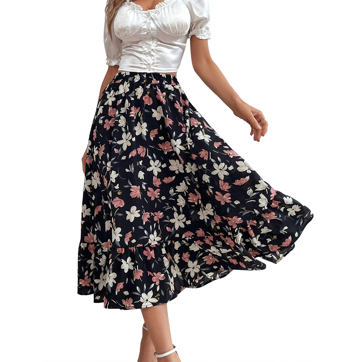 Floral Print Maxi Skirt Slimming Fit Casual Style Vacation Wear Wholesale Available OEM ODM service