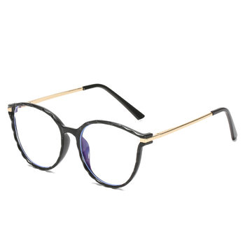 TR Glasses Anti-blue Glasses Metal Frame Wave Pattern Large Square Frame Fashionable Flat Glasses Student Myopia Glasses