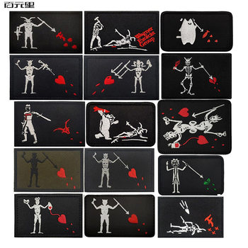 Foreign Trade Source Edhwa Pirate Flag Black and White Embroidered Armband Velcro Morale Stamp Bag Patch Cloth Patch