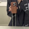 Hand-stitched card crossbody-dark brown