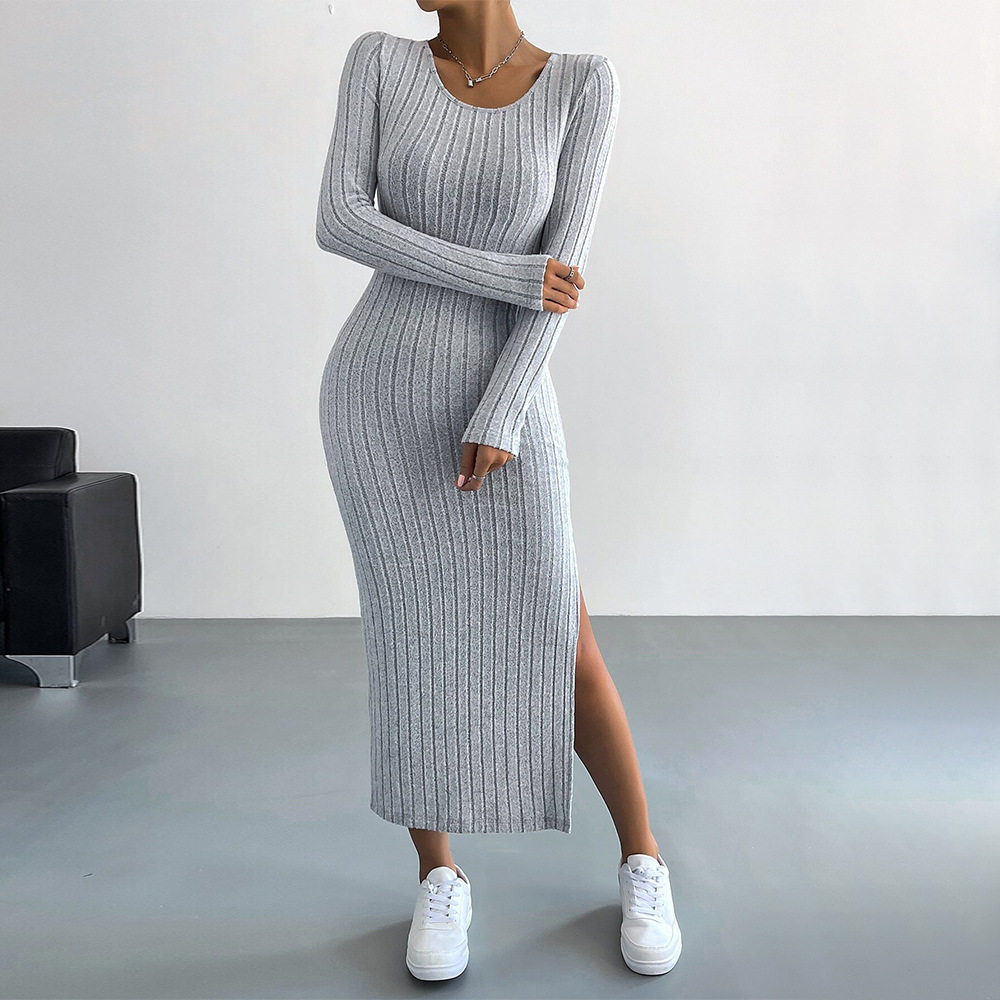 Chic Midi Bodycon Dress Slim Fit Side Slit Comfortable Fabric Spring Summer Casual Wear for Petite Sizes Wholesale