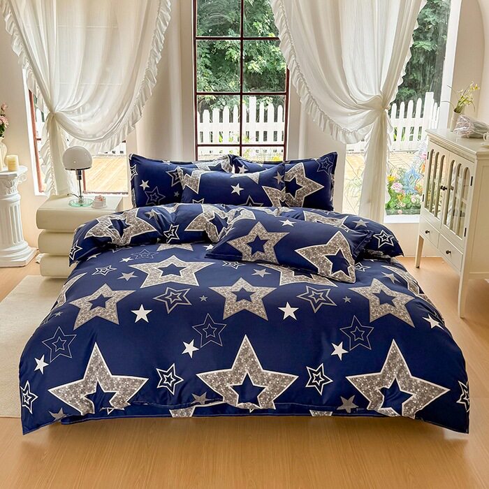 Cross-Border Foreign Trade Amazon Chemical Fiber Four-Piece Student Dormitory Three-Piece Single Bed Sheet, Fitted Sheet, Quilt Cover, Bedding