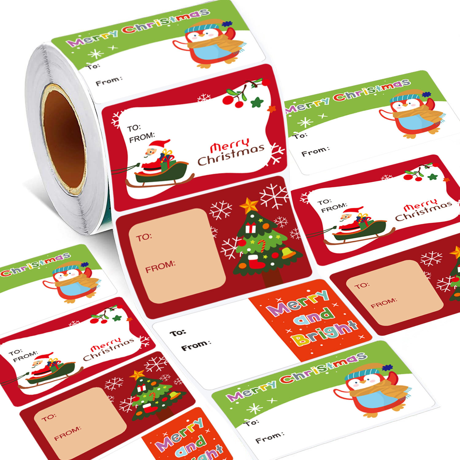500 pats/roll, Christmas gift tag sticker, universal sticker for holiday gift wrapping