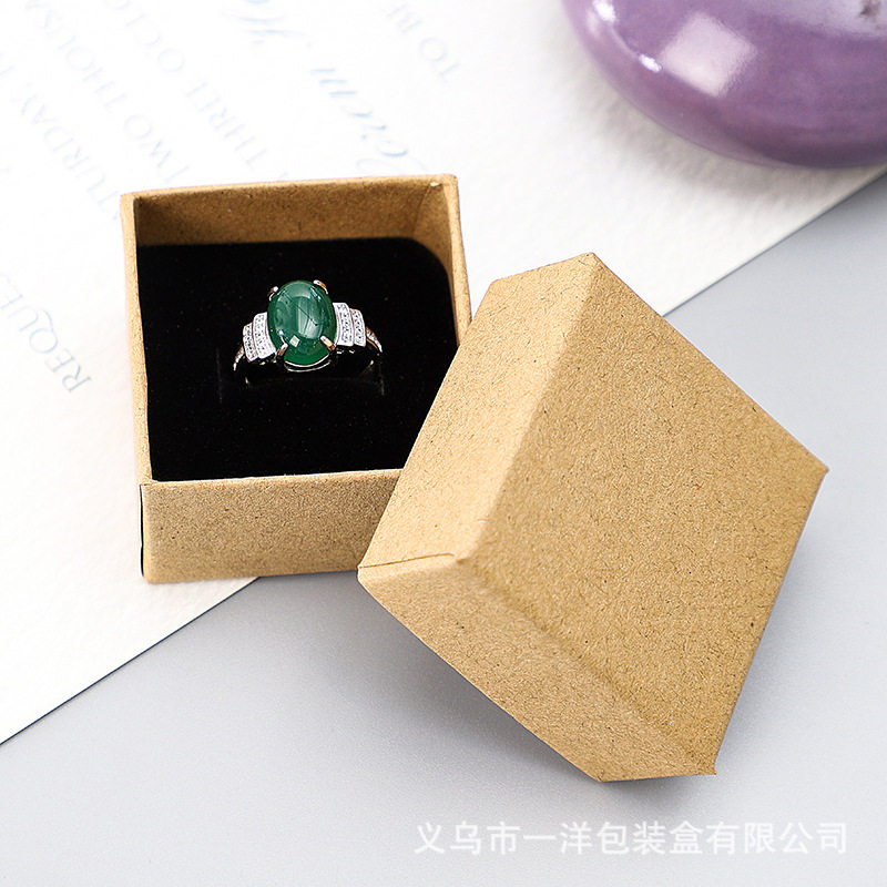 in stock 5*5*3 kraft paper ring box black kraft paper box earrings packaging carton multiple sizes color