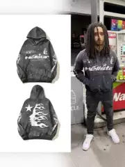 [hell Series] fog High Street Wash Water to Do Old Heavy Industry Head Printing Casual Wear Couple Hoodie