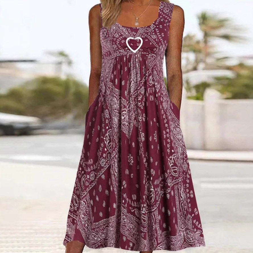 Elegant Sleeveless Vintage Summer Dress Loose Fit Korean Style Flattering for Curvy Figures Ideal for Vacation and