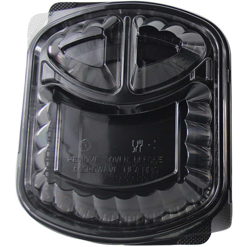 Disposable packing box American two-compartment three-compartment plastic lunch box takeaway lunch box microwave fruit cutting box commercial