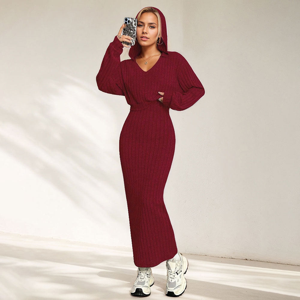 Womens Solid Color Knit Two Piece Dress Set Elegant Commuter Style Perfect for Spring and Summer Wholesale Available