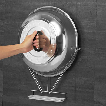 Tiktok-Style Kitchen Supplies Wall-Mounted Pot Lid Holder, No-Drill Vegetable Washing Basket, Storage Pot Lid Rack