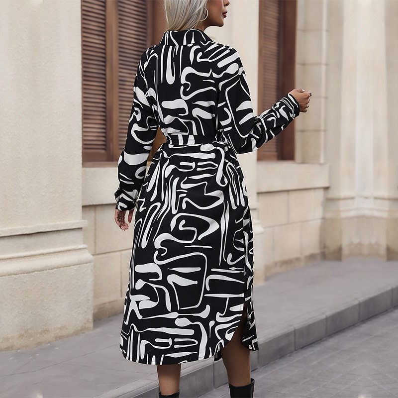 Long Sleeve Lapel Dress Fashionable Autumn Style Womens Casual Wear Wholesale Available ready to ship