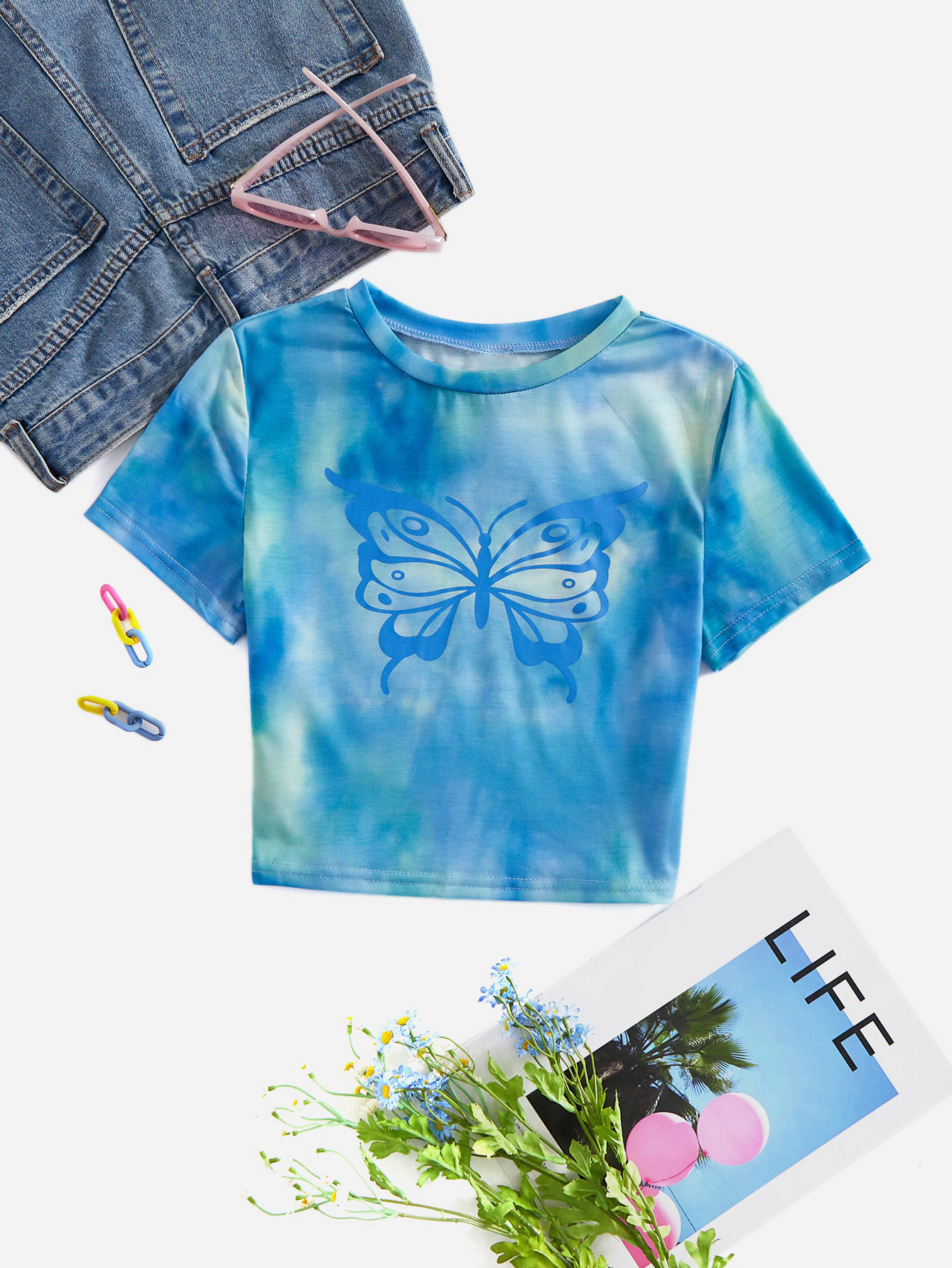 Tie Dye Short Sleeve T Shirt Casual Trendy Sexy Womens Fashion for Everyday Wear Wholesale Available