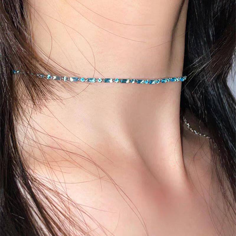 Zircon Necklace Red Necklace Niche Design Sweet Cool High-End Clavicle Chain Adjustable Versatile Retro Necklace for Women