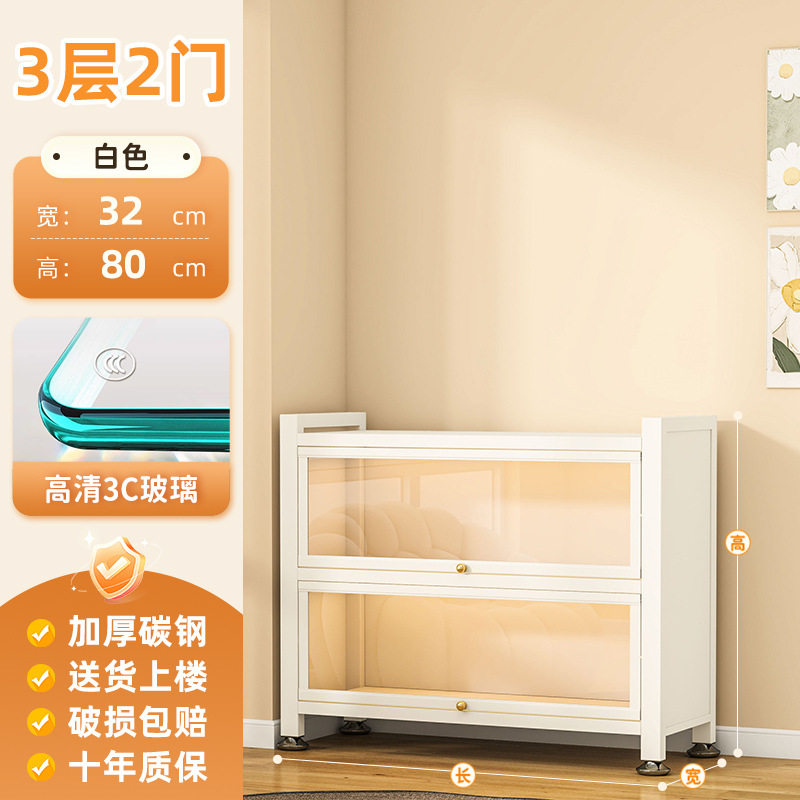 钢制书柜带玻璃门儿童书架家用一体储物柜防尘展示柜子落地收纳柜