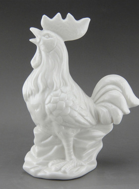 大公鸡摆件 风水鸡瓷器 白色生肖鸡十二生肖鸡摆设工艺品陶瓷鸡