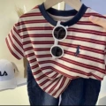 Striped short sleeves