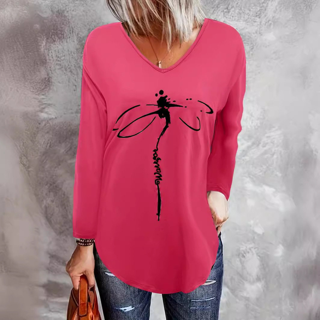 Womens Loose Fit Long Sleeve T Shirt V Neck Bamboo Fabric Summer Style Wholesale Available customizable
