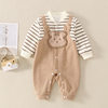 Newborn Clothes Autumn Long Sleeve 0-6 Months Baby Jumpsuit Spring and Autumn Pure Cotton Striped 100 Days Baby Hare Clothes
