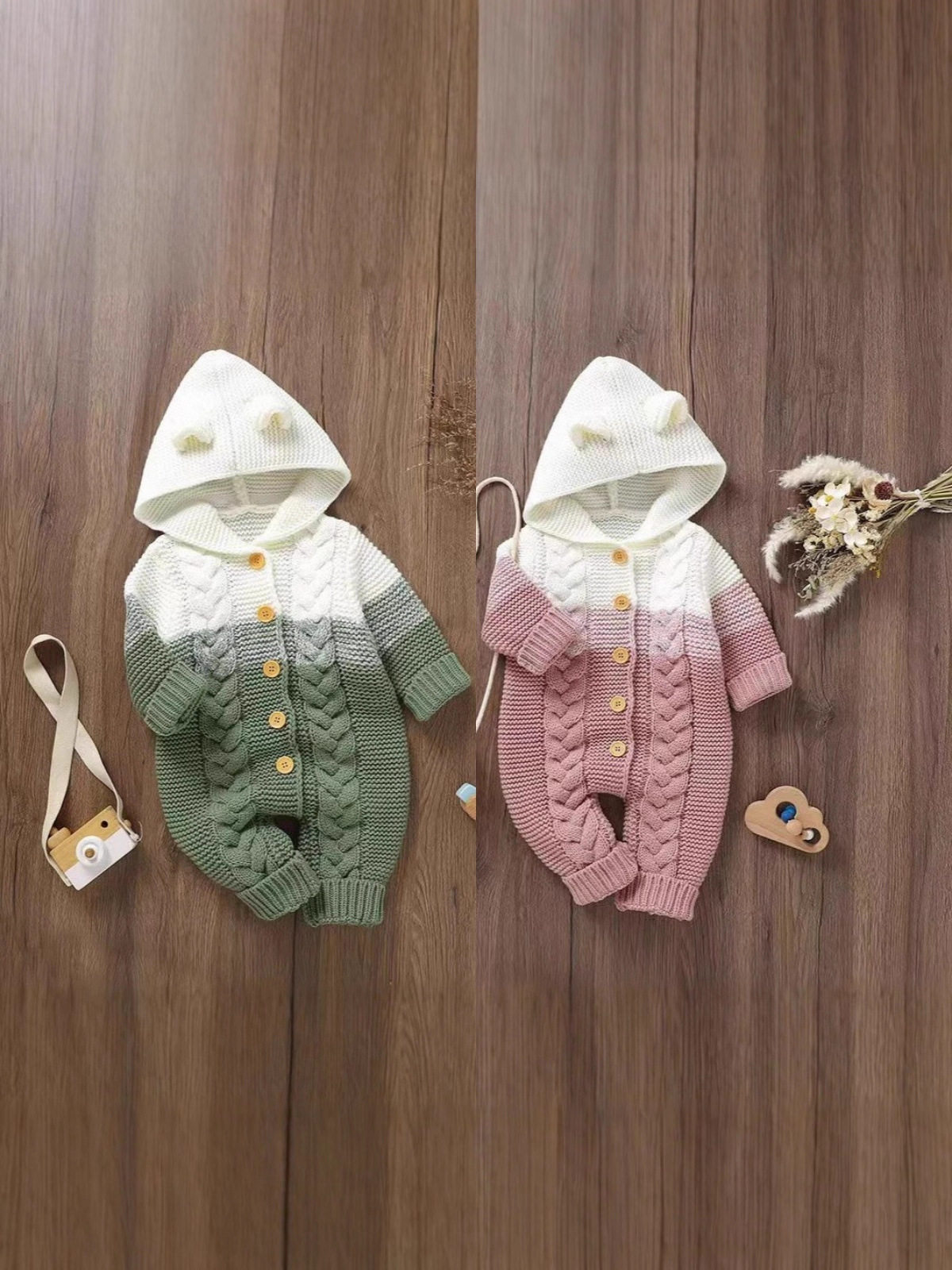 Baby knitted jumpsuit, spring and autumn newborn clothing, male and female baby