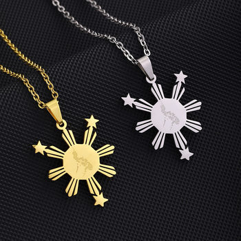 Cross-Border Fashion Titanium Steel Glossy Gold Philippine Pendant Necklace Unisex Couple Necklace Jewelry