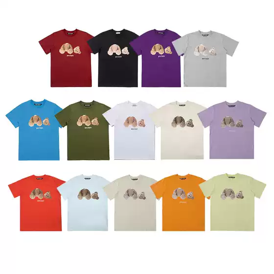 Correct version palm palm angel decapitated bear printed high street round neck T-shirt loose cross-border foreign trade in stock beauty tide