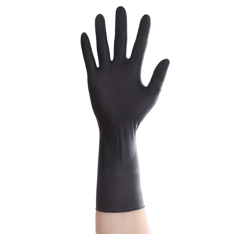 Disposable 12inch Black Powder-Free Nitrile Gloves Durable Oil-Proof Waterproof Acid-Alkali Resistant Wholesale Oil-Proof